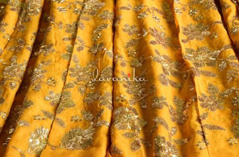 Sequin work, Zari work Embroidery on Dyed Georgette Fabric Dno28712Y Yellow Color